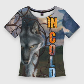 Женская футболка 3D Slim с принтом IN COLD wolf with logo ,  |  | cold | in | in cold | incold | kemerovo | metal | rock | wolf | в холоде | волк | волчий | волчье | дождь | кемерово | метал | металл | рок | солнышко