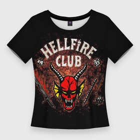 Женская футболка 3D Slim с принтом hellfire club ,  |  | club | dungeons and dragons | game | hell | hellfire | hellfire club | logo | retro | stranger | stranger things | игры | логотип | настолки | очень | очень странные дела | подземелье и драконы | ретро | ретро игры | странные