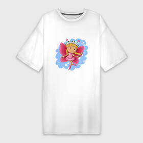 Платье-футболка хлопок с принтом ДЕВОЧКА МОТЫЛЕК ,  |  | бабочка | винтаж | девушка | красивый | романтический | фея | цветы