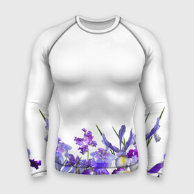 Мужской рашгард 3D с принтом Любимые Ирисы ,  |  | ириски | ирисы | любимые ирисы | фиолетовые цветы | цветы