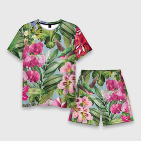 Мужской костюм с шортами 3D с принтом Цветы Эдема ,  |  | flowers | букет | природа | растение | флора | цветы