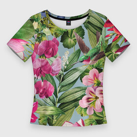 Женская футболка 3D Slim с принтом Цветы Эдема ,  |  | flowers | букет | природа | растение | флора | цветы