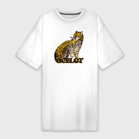 Платье-футболка хлопок с принтом Оцелот ,  |  | leopard | panthera | panthera pardus | барс | гепард | животное | зверь | кошачие | кошачий | крупная кошка | лео | леопард | леопарды | оцелот | пантера | пятнистый | хищник | ягуар