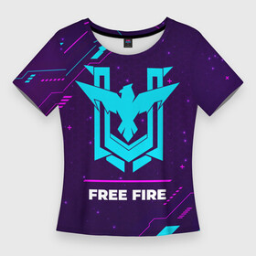 Женская футболка 3D Slim с принтом Символ Free Fire в неоновых цветах на темном фоне ,  |  | fire | free | free fire | garena | logo | neon | гарена | игра | игры | краска | лого | логотип | неон | символ | фаер | фри