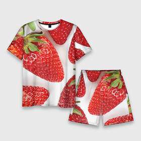 Мужской костюм с шортами 3D с принтом strawberries ,  |  | strawberries | еда | клубника | красный | лето | ростислав удача | сад | ягоды