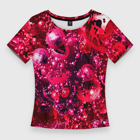 Женская футболка 3D Slim с принтом ВОЗДУШНО КРАСНЫЕ ШАРЫ ,  |  | абстракция | геометрическая | текстура | фигура | фон | цветная