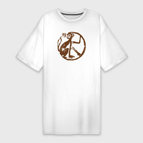 Платье-футболка хлопок с принтом Зодиакальная обезьяна  наскальный рисунок ,  |  | monkey | зодиакальная обезьяна | мартышка | обезьяна | обезьянка | обезьяны | павиан | примат | шимпанзе