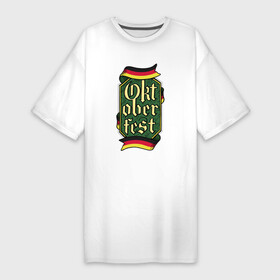 Платье-футболка хлопок с принтом Эмблема Октоберфеста  Oktoberfest Emblem ,  |  | bavaria | bavariya | bayern | beer | munchen | munich | volksfest | бавария | мюнхен | октоберфест | праздник | флаг германии | фольк | фольклор
