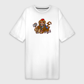Платье-футболка хлопок с принтом Обезьяна с инструментами ,  |  | monkey | животное | мартышка | обезьяна | обезьянка | обезьяны | павиан | песик | плотник | примат | работник | рабочий | разноробочий | строитель | шимпанзе