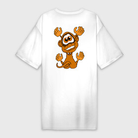 Платье-футболка хлопок с принтом Обезьяна на твоей спине ,  |  | monkey | гамадрил | животное | мартышка | обезьяна | обезьянка | обезьяны | павиан | примат | шимпанзе