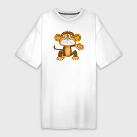 Платье-футболка хлопок с принтом Обезьяна тычет пальцем ,  |  | monkey | гамадрил | животное | мартышка | обезьяна | обезьянка | обезьяны | павиан | примат | шимпанзе