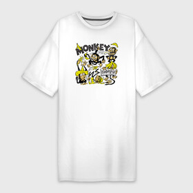Платье-футболка хлопок с принтом Обезьяны БАНАНАНАРХИЯ (анархия) ,  |  | monkey | гамадрил | гарила | горилла | животное | мартышка | обезьяна | обезьянка | обезьяны | павиан | примат | шимпанзе