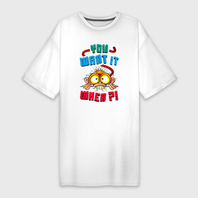 Платье-футболка хлопок с принтом You want it when ,  |  | monkey | гамадрил | животное | мартышка | обезьяна | обезьянка | обезьяны | павиан | примат | шимпанзе