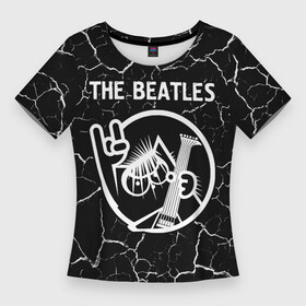 Женская футболка 3D Slim с принтом The Beatles  КОТ  Трещины ,  |  | band | beatles | metal | rock | the | the beatles | битлз | группа | кот | мрамор | рок | трещины