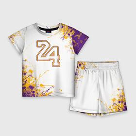 Детский костюм с шортами 3D с принтом Коби Брайант  Lakers  24 ,  |  | 24 | kobebryant | lakers | nba | баскетбол | баскетболист | коби брайант | лейкерс | нба | спорт
