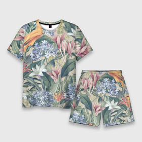Мужской костюм с шортами 3D с принтом Цветы Лилии и Агапантус ,  |  | flowers | агапантус | букет | лилии | природа | растение | флора | цветы