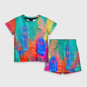Детский костюм с шортами 3D с принтом Мазки масляной краски  Абстракция  Oil Paint Strokes  Abstraction ,  |  | Тематика изображения на принте: abstraction | color | paint | stroke | texture | абстракция | краска | мазок | текстура | цвет