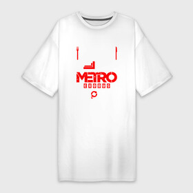Платье-футболка хлопок с принтом Надпись Eat Sleep Metro Exodus Repeat ,  |  | eat sleep repeat | exodus | logo | metro | metro exodus | игра | игры | лого | логотип | метро | символ | эксодус