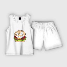 Детская пижама с шортами хлопок с принтом Страшный Бургер ,  |  | food | halloween | бургер | еда | зомби | зубы | кухня | монстр | пища | повар | смайл | фастфуд | хэллоуин