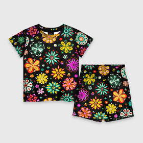 Детский костюм с шортами 3D с принтом MULTICOLORED FLOWERS ,  |  | акварель | декоративные | желтый | зеленый | красивая | красный | красочные | разноцветные | розовый | синий | текстура | фиолетовый | цвета | цветной | цветочные | яркий