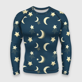 Мужской рашгард 3D с принтом Месяц и звезды, паттерн ,  |  | Тематика изображения на принте: звезды | луна | месяц | милый | небо | ночное | ночь | паттерн | пижамный | принт для пижамы | узор