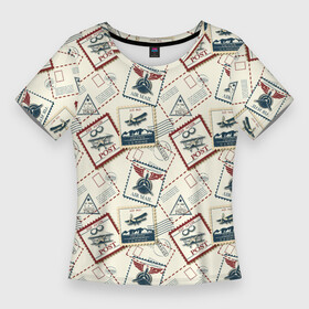 Женская футболка 3D Slim с принтом почта самолётом ,  |  | авиапочта | конверт | марки | письмо | самолёт ретро | самотёт | старые письма | старый конверт | чернила | штамп | штемпель | этикетка