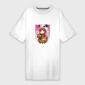 Платье-футболка хлопок с принтом Просто девушка которая любит аниме и рамен (лапшу) ,  |  | anime | bear | manga | panda | аниме | бамбуковый медведь | белый | бич пакет | бичпакет | большая панда | бурый | гризли | еда | зверь | косолапый | лапша | лапша быстрого приготовления | манга | медведь | мишка
