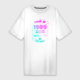Платье-футболка хлопок с принтом Made in 1989 ,  |  | 1989 | made in | ussr | бабушке | брату | год | дедушке | день | жене | маме | мужу | папе | рожден | рождения | сделано | сестре | ссср | юбилей