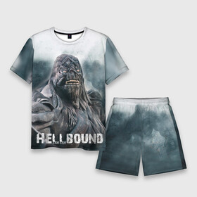 Мужской костюм с шортами 3D с принтом Hellbound  Зов ада (монстр) ,  |  | alien | hellbound | horror | ад | горящий | зов ада | из ада | инопланетянин | монстр | нетфликс | огненный | огонь | сериал | серый | существа | туман | фильм | хоррор | чужой