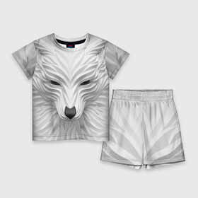 Детский костюм с шортами 3D с принтом Волк  белый ,  |  | wolf | арт | белый | волк | волкодав | волкодиночка | волкособ | детские | добрый | животные | одинокий волк | рисунок | рок | серый | серый волк | собака | узор | узоры