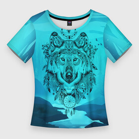 Женская футболка 3D Slim с принтом Волк  ловец снов ,  |  | wolf | арт | белый | волк | волкодав | волкодиночка | волкособ | детские | добрый | животные | одинокий волк | рисунок | рок | серый | серый волк | собака | узор | узоры