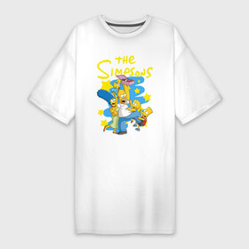 Платье-футболка хлопок с принтом The Simpsons Семейка Симпсонов ,  |  | bart | cartoon | gomer | lisa | simpsons | usa | барт | гомер | лиза | мардж | мультфильм | семья | симпсоны | сша