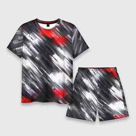 Мужской костюм с шортами 3D с принтом NEON abstract pattern (неоновая абстракция) ,  |  | abstract | bright red | geometry | neon | абстракция | неон
