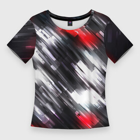 Женская футболка 3D Slim с принтом NEON abstract pattern (неоновая абстракция) ,  |  | abstract | bright red | geometry | neon | абстракция | неон