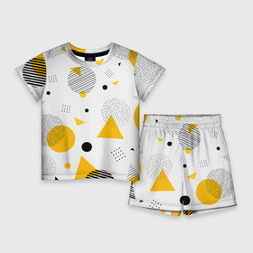 Детский костюм с шортами 3D с принтом GEOMETRIC INTERWEAVING OF SHAPES ,  |  | абстрактный | белый | вектор | геометрический | графический | желтый | красочный | линии | треугольники | узор | формы | цвет | черный