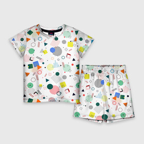 Детский костюм с шортами 3D с принтом MULTICOLORED GEOMETRIC SHAPES ,  |  | Тематика изображения на принте: абстрактный | белый | вектор | геометрический | графический | зеленый | красочный | линии | оранжевый | розовый | синий | треугольники | узор | формы | цвет | черный