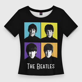 Женская футболка 3D Slim с принтом The Beatles Портреты ,  |  | beatles | john lennon | music | paul mccartney | rock | the beatles | yellow submarine | yesterday | битлз | битлс | битлы | джон леннон | леннон | маккартни | музыка | пол маккартни | рок