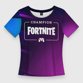 Женская футболка 3D Slim с принтом Fortnite Gaming Champion: рамка с лого и джойстиком на неоновом фоне ,  |  | champion | fortnite | logo | игра | игры | краска | лого | логотип | символ | фортнайт