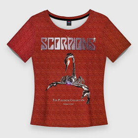 Женская футболка 3D Slim с принтом The Platinum Collection  Scorpions ,  |  | scorpion | scorpions | группа | клаус майне | маттиас ябс | метал | микки ди | павел мончивода | рок | рудольф шенкер | скорпион | скорпионс | скорпионы | хард | хардрок | хеви | хевиметал