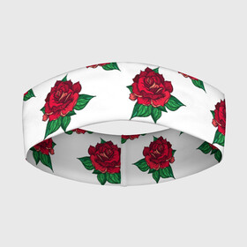 Повязка на голову 3D с принтом Цветы Красные Розы На Белом Фоне ,  |  | flowers | букет | природа | растение | роза | розы | флора | цветы