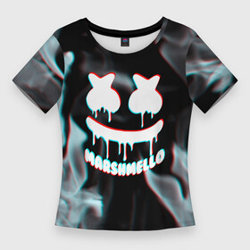 Женская футболка 3D Slim с принтом marshmello  пламя с оттенком неона ,  |  | Тематика изображения на принте: america | marshmello | neon | smile | usa | америка | брызги | краски | краски и ничего лишнего | маршмелло | неон | смайл | сша | улыбка