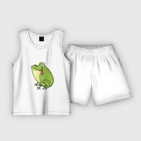 Детская пижама с шортами хлопок с принтом Милый Лягушонок ,  |  | animals | frog | green | болото | жаба | животные | лягушка | лягушонок | озеро | река | рыбалка