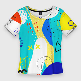 Женская футболка 3D Slim с принтом ABSTRACT COLORED GEOMETRIC SHAPES ,  |  | Тематика изображения на принте: абстракция | белый | желтый | зеленый | красный | красочный | минимализм | оранжевый | розовый | синий | текстура | узор | фиолетовый | фон | черный