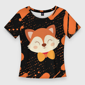 Женская футболка 3D Slim с принтом ЛИСА  В ГАЛСТУКЕ  Линии ,  |  | fox | foxy | в галстуке | животные | лиенок | линии | лис | лиса | лисами | лисий | лисичка | лисичкой | лисой | лисы | милая | милота | милые | рыжая | рыжие