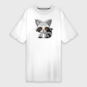 Платье-футболка хлопок с принтом Малыш енот ,  |  | predator | raccoon | raccoon gargle | trash panda | енот | енот полоскун | енотик | енотовидная собака | еноты | животное | зверь | мусорная панда | треш панда | трэш панда | хищник