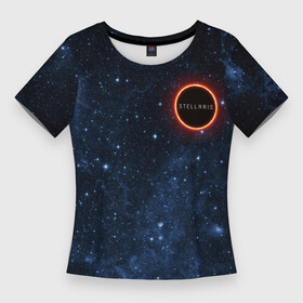 Женская футболка 3D Slim с принтом Stellaris  Black Hole  Logo ,  |  | emblem | game | logo | stelaris | stellaris | игра | компьютерная игра | космическая игра | лого | логотип | стеларис | стелларис | эмблема