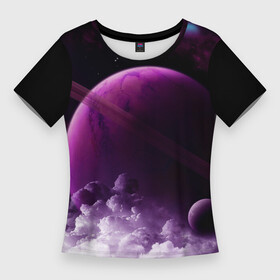 Женская футболка 3D Slim с принтом PURPLE GALAXY  лиловая галактика ,  |  | galaxy | planet | purple | space | stars | universe | астрономия | вселенная | галактика | звезды | космос | планета | туманность | фиолетовый
