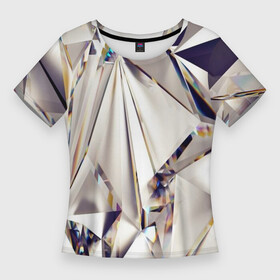 Женская футболка 3D Slim с принтом 3D бриллианты ,  |  | 3d | 3д | abstract | art | diamond | digital | illusion | shiny | абстрактный | абстракция | арт | блеск | блестящий | бриллиант | визуал | драгоценный | иллюзия | треугольник | трехмерная | трехмерное | трехмерный | цифровая