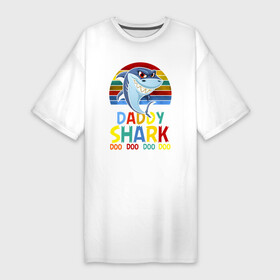 Платье-футболка хлопок с принтом Папа акула ,  |  | dad | shark | акула | акулы | батька | батя | белая | катран | отец | папа | папаня | папка | папочка | папуля | рыба | селахия | тигровая | тупорылая | хищник | шарк