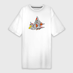 Платье-футболка хлопок с принтом Акула кибер  самолет ,  |  | shark | акула | акулы | белая | катран | кибер | киборг | робот | рыба | самолет | селахия | тигровая | тупорылая | хищник | шарк